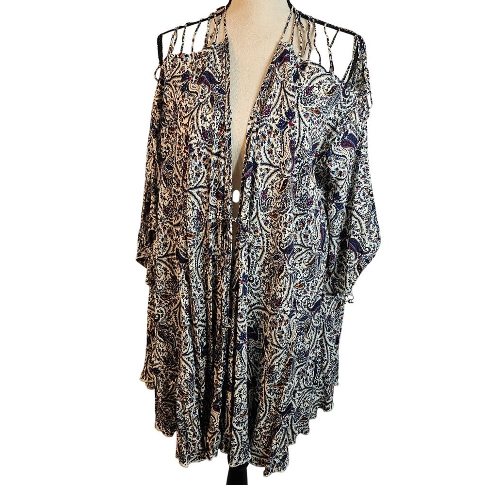 Intimately Free People Womens Sz Small Strappy Shoulder Robe Paisley Bells Boho - Picture 2 of 9